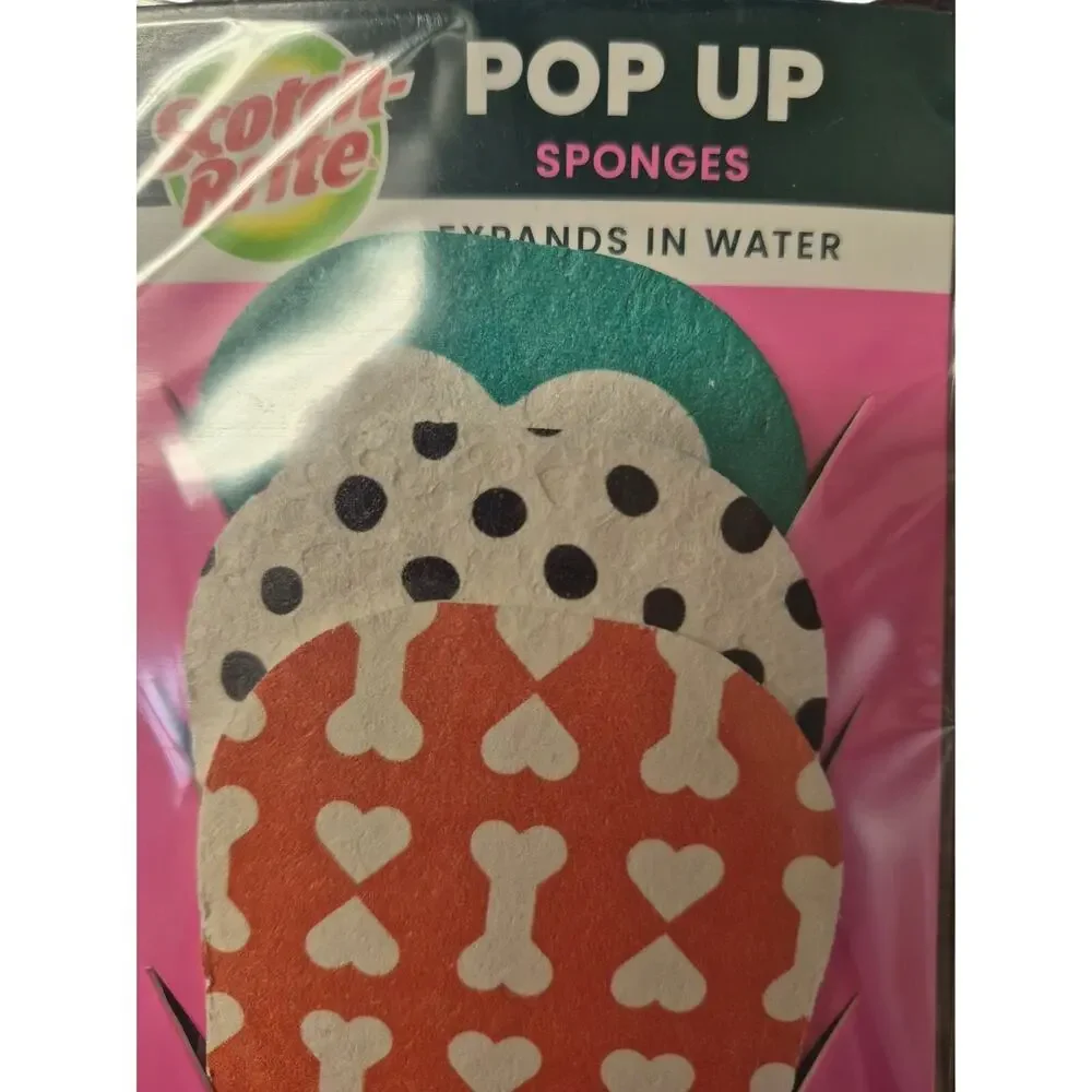 Scotch Brite 3 Expanding Sponges Dishwasher Safe Pop Up Sponge Expand Water s5
